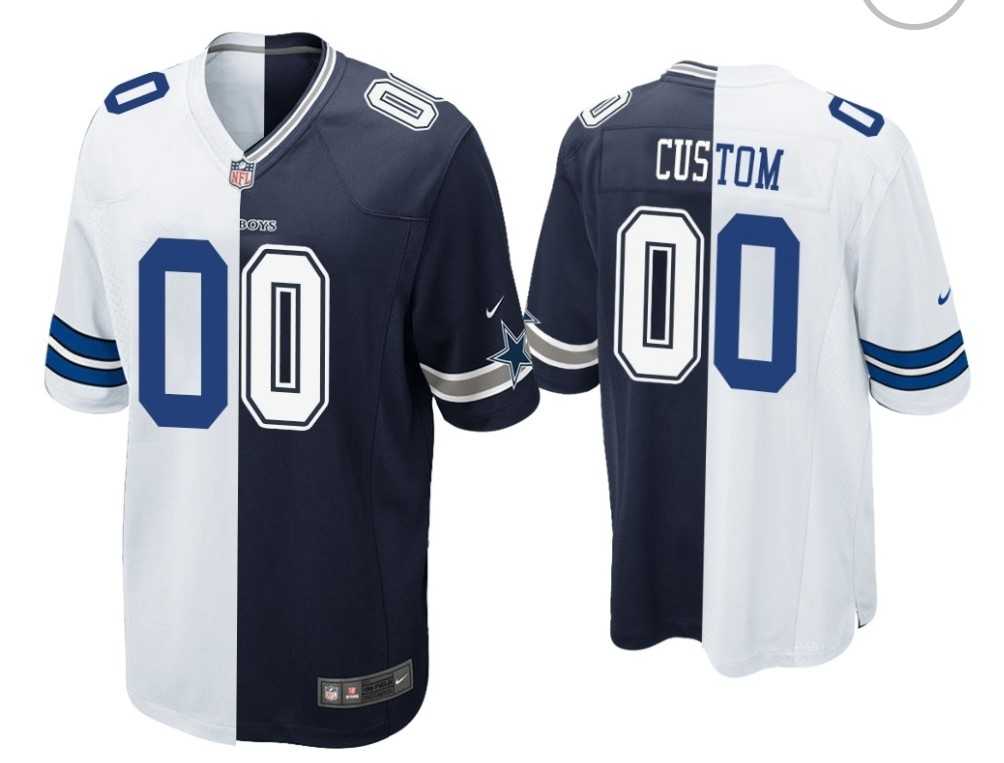Nike Dallas Cowboys Customized Navy And White Split Vapor Untouchable Limited Jersey->customized nfl jersey->Custom Jersey